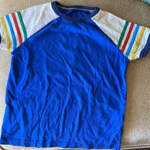 Boden Blue Raglan Tee with Multicolor Stripes